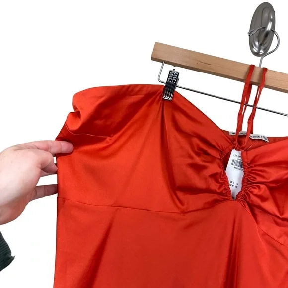 NWT Abercrombie & Fitch Satin Slip Midi Halter Dress - Picture 3 of 7